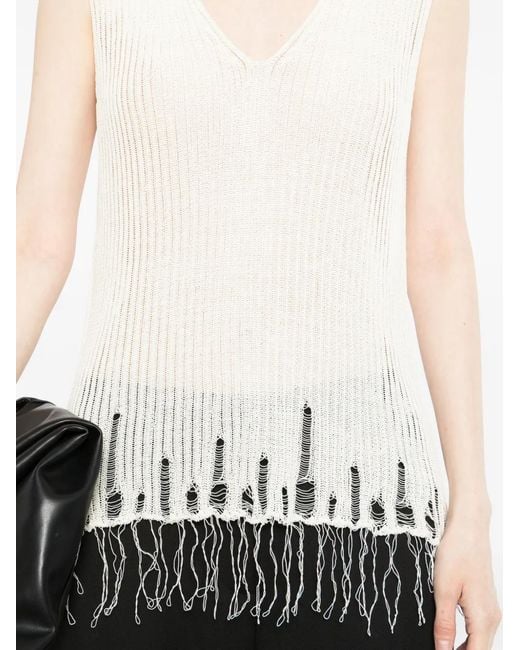 Uma Wang White Ladder-Stitch Top