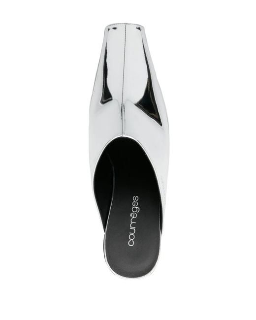 Courreges White Sleek 70Mm Mirrored Mules