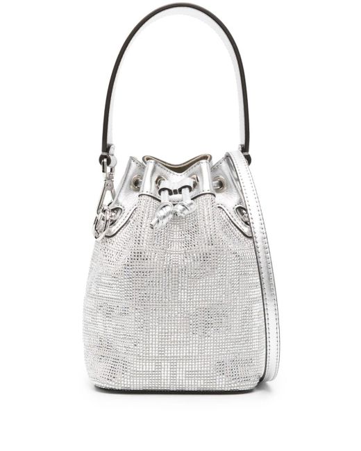 Borsa a secchiello Mon Tresor mini di Fendi in White