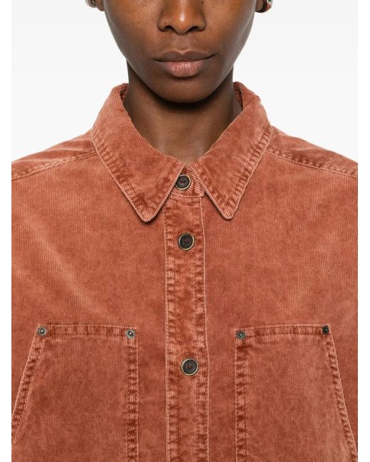 Isabel Marant Orange Oriana Corduroy Shirt Jacket