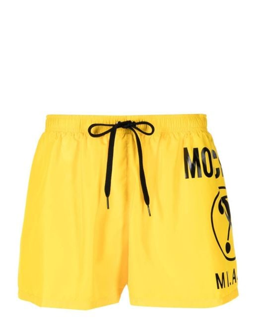 Moschino Yellow Logo-print Beach Shorts for men
