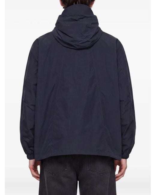 YMC Blue Button-Up Hooded Jacket for men