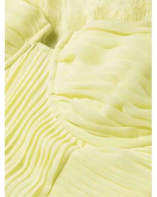 Self-Portrait Yellow Chiffon Lace Detail Mini Dress