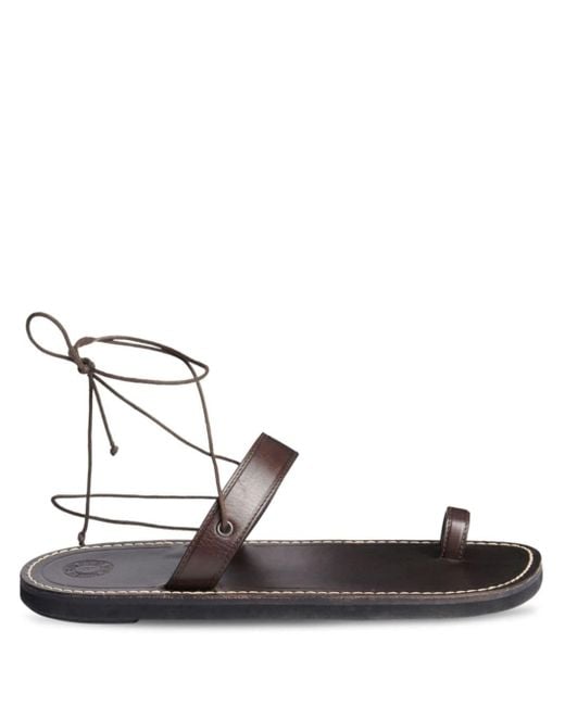 Dries Van Noten White Toe-ring Leather Flat Sandals for men