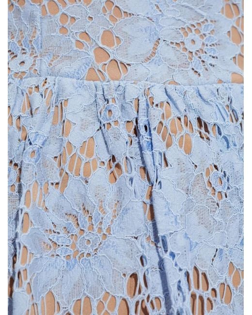 Self-Portrait Blue Floral Lace Midi Dress