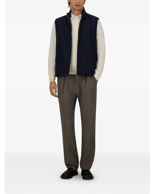 Herno Blue High-Neck Reversible Gilet for men