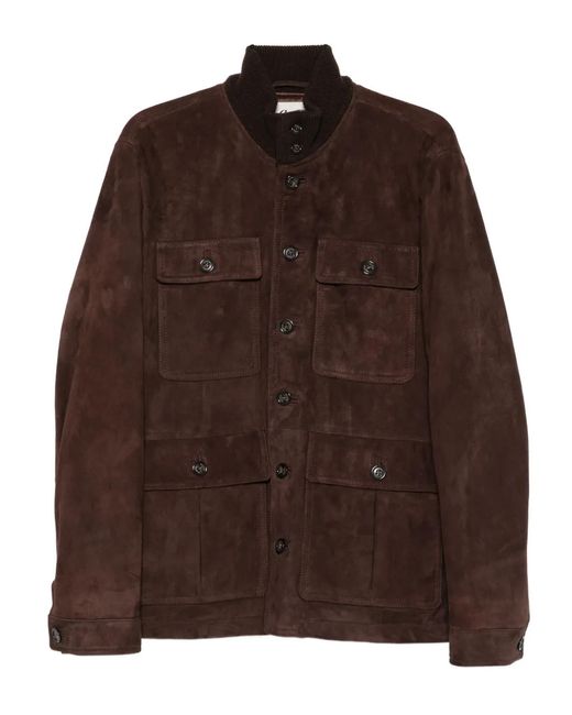 Valstar Brown Buttoned Pocket Leather Jacket for men