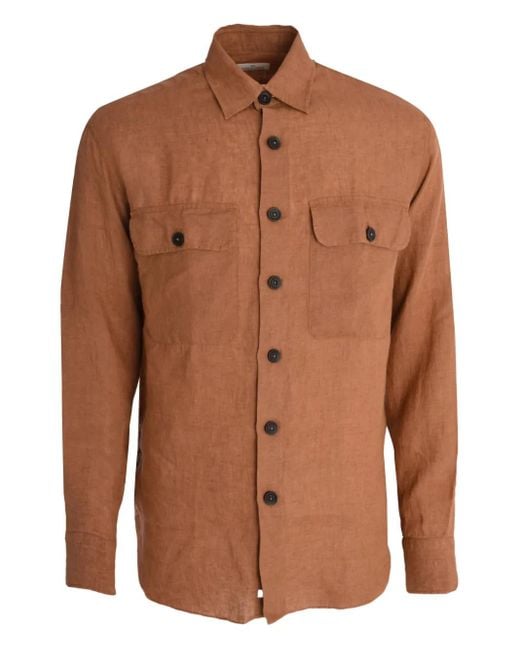 Alessandro Gherardi Brown Linen Shirt for men