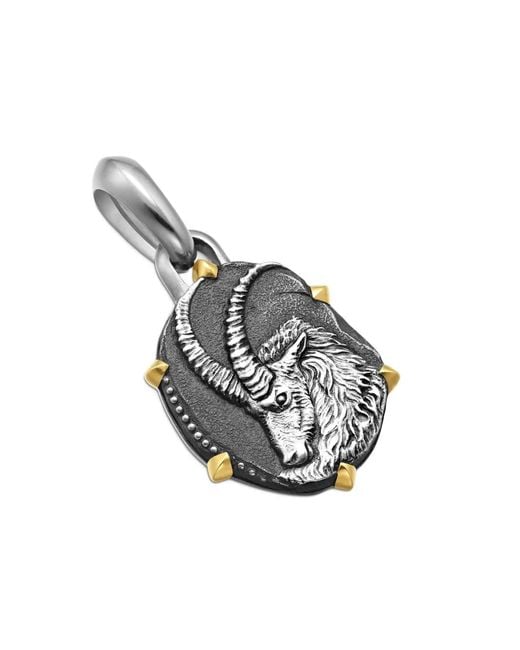 David Yurman Metallic 18Kt And Sterling Capricorn Amulet (33Mm) for men
