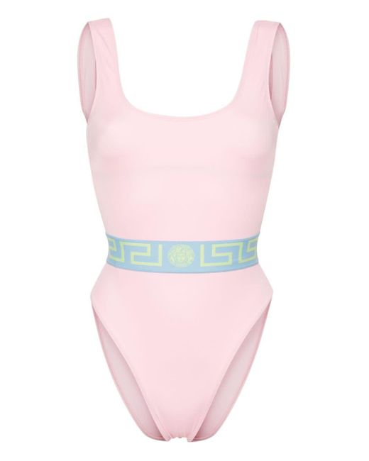 Versace Pink Greca-jacquard Swimsuit