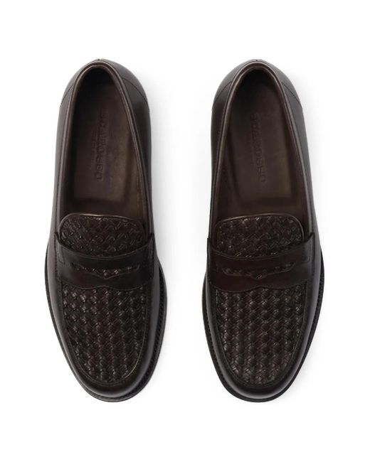 Scarosso Black Leather Loafers for men