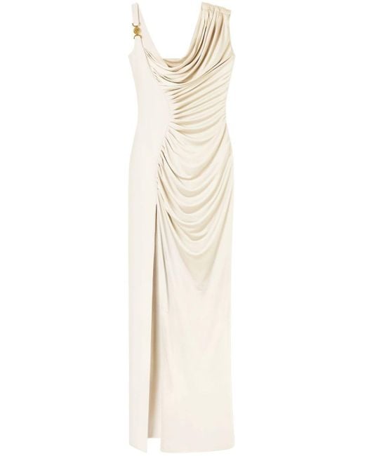 Versace Natural Draped Asymmetric Gown