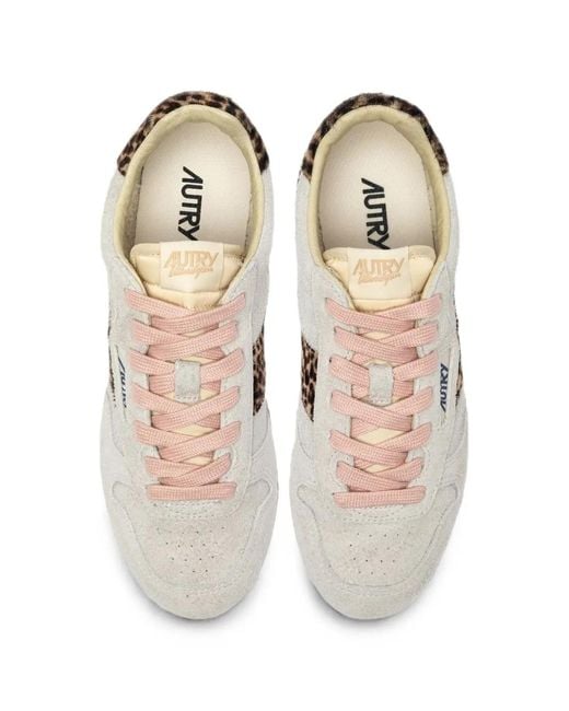 Autry White Reelwind Low Leopard-Print Suede Sneakers