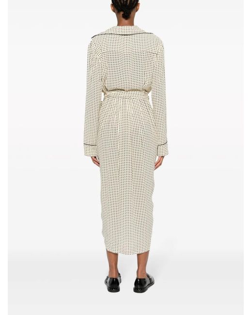 Philosophy Di Lorenzo Serafini White Polka-Dot Print Belted Midi Dress