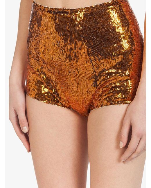 Dolce \u0026 Gabbana Orange Sequin Shorts 