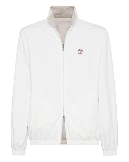 Brunello Cucinelli White Jacket Water Resistant for men
