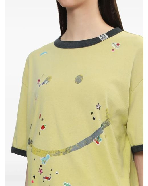 Maison Mihara Yasuhiro Smiley Face-Print T-Shirt in Yellow | Lyst