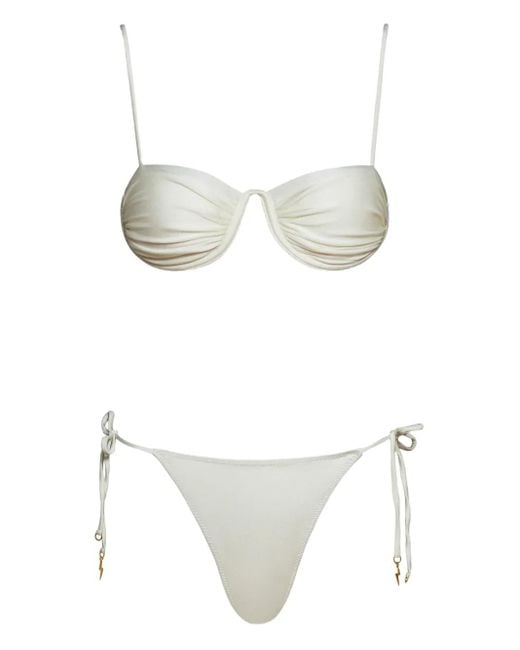Noire Swimwear White Monowire Satin Bikini Set