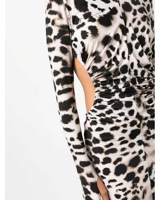 Roberto Cavalli White Minikleid Mit Leoparden-Print