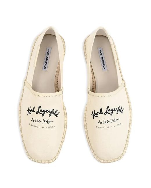 Karl Lagerfeld White Logo-Embroidered Braided-Sole Espadrilles for men