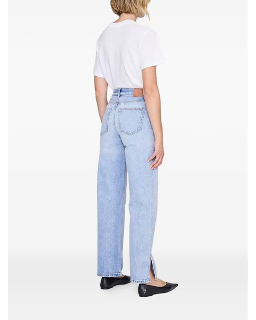 Anine Bing Blue Roy Side Slit Straight-Leg Jeans