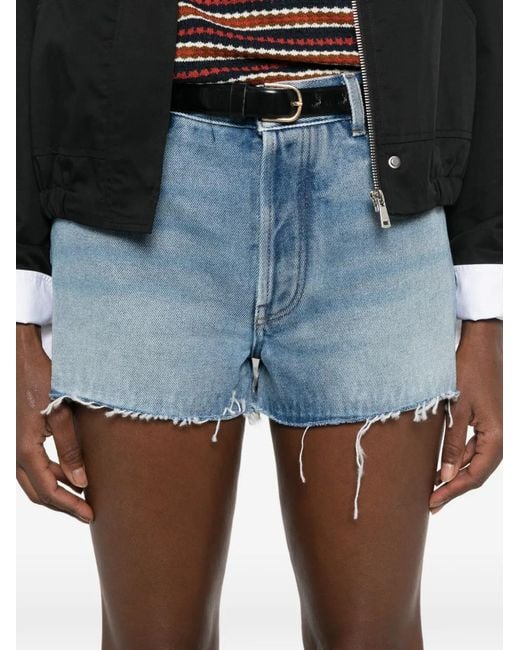 Miu Miu Blue Short En Jean À Bords Francs