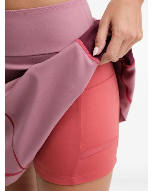 EA7 Pink Logo-Detail Topstitching Mini Skirt