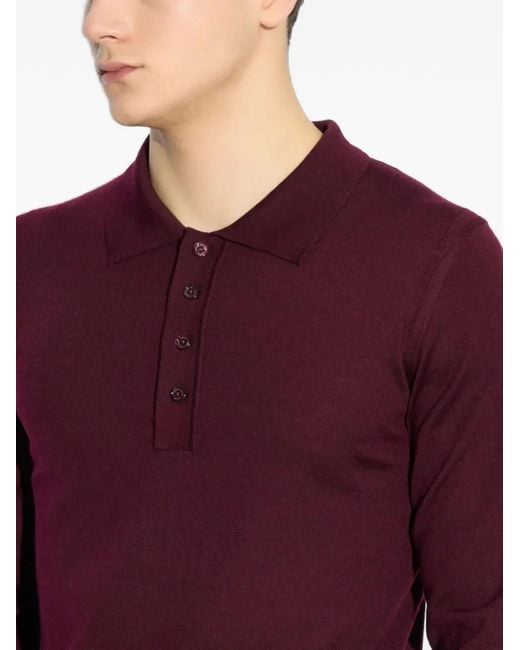 Paolo Pecora Gestricktes Poloshirt in Red für Herren