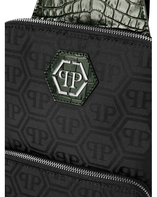 Philipp Plein Black Monogram Backpack for men