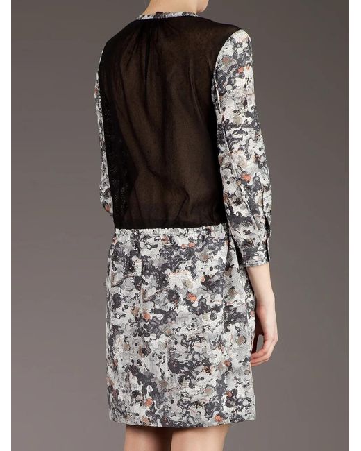 Edun Gray Blotchy Print Shift Dress