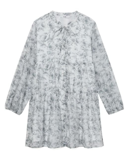 B+ AB フローラル ティアード ドレス Gray