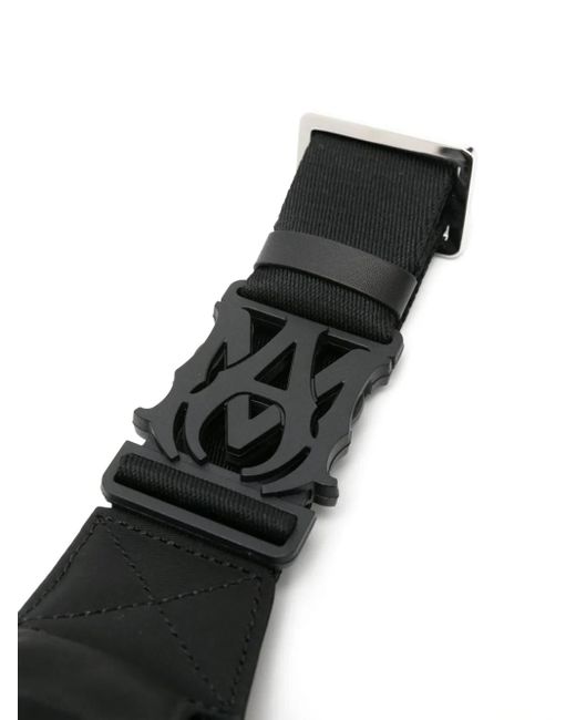 Amiri Black Staggered Logo-Embroidered Belt Bag for men