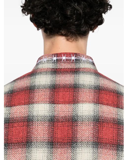 Warren Lotas Red Plaid Shirt Jacket for men