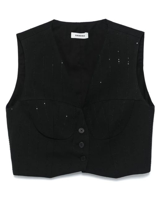 Chaleco Con Lentejuelas Sandro de color Black