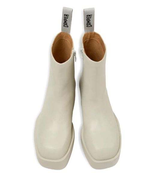 Camper Natural Billie Leather Platform Boots