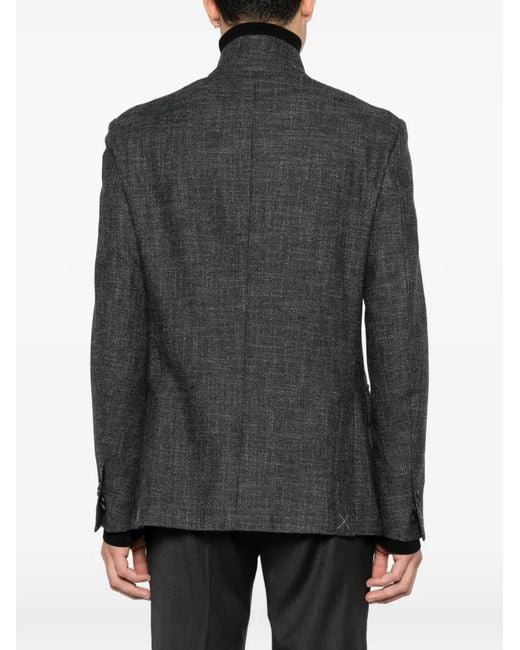 Corneliani Gray High-Neck Button-Up Jacket for men