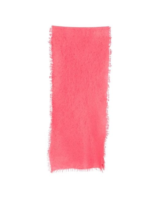 Mouleta Pink Frayed-Edge Scarf