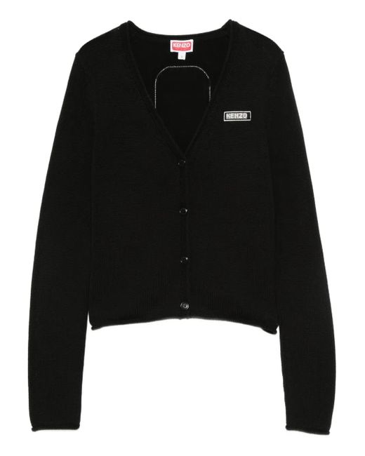 KENZO Black Button-Fastening Logo Cardigan