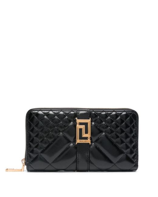 Versace Black Greca Goddess Leather Wallet