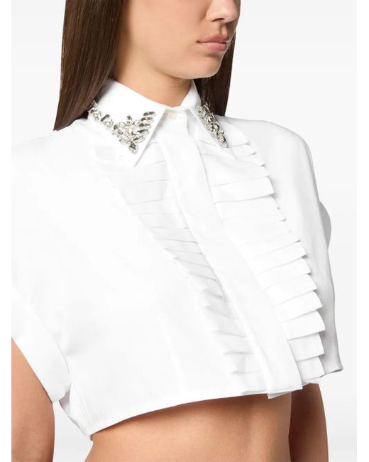 Philipp Plein Cropped Blouse in het White