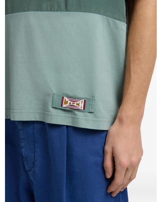 Marni Green Colour-Block Logo T-Shirt for men