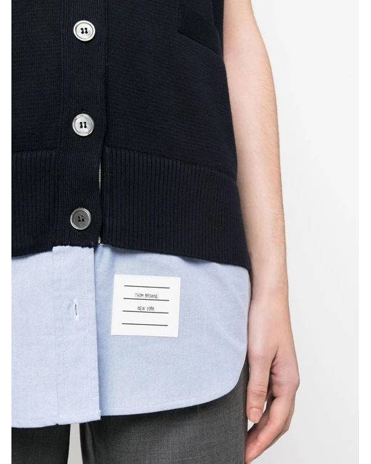 Thom Browne Blue Milano Stitch Shirt Vest Combo