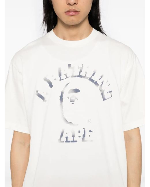 メンズ A Bathing Ape ガーメントダイ プリント Tシャツ White