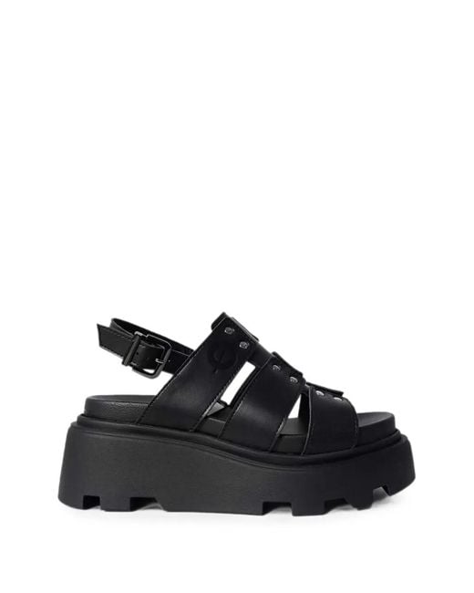 Altercore Black Maryam Stud-Embellished Platform Sandals