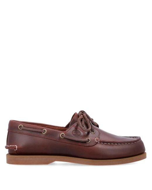 Timberland Brown Bordeaux Calf Leather Mocassins With Lace-Up