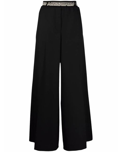 Stella McCartney Black Logo-Waistband Palazzo Trousers
