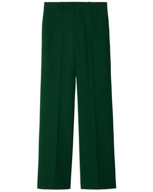 Burberry Green Tailored-Cut Wool Trousers
