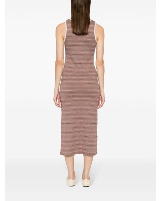 Claudie Pierlot Natural Striped Cotton Knitted Dress