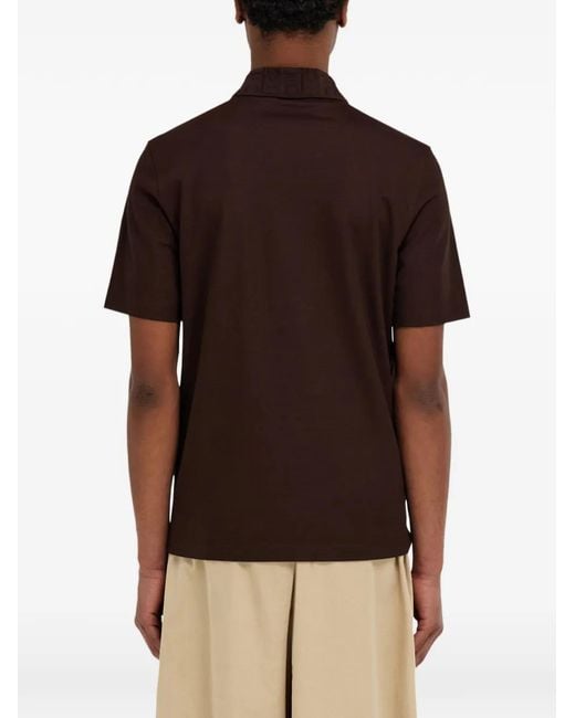 Ferragamo Red V-Neck Polo With Jacquard Pocket Detail for men