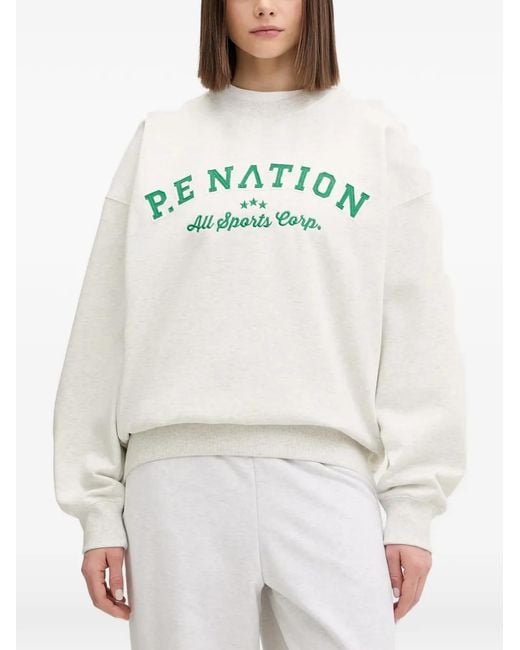 P.E Nation Gray Logo-Embroidered Sweatshirt